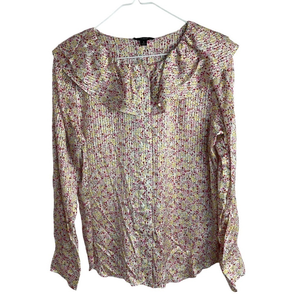 J Crew Ruffle Top in field day print
